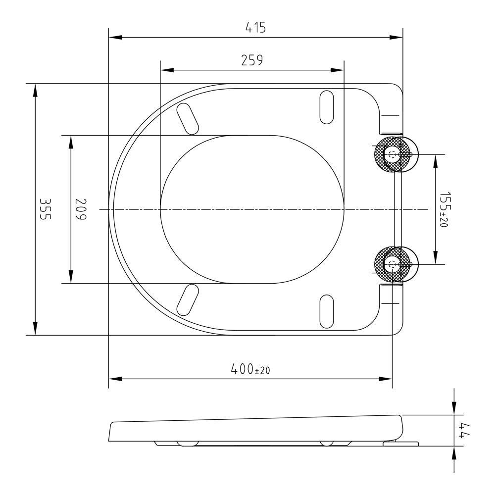 Treos WC-Sitz kurz - passend zu 48cm - Serie 810 - abnehmbar mit Absenkautomatik