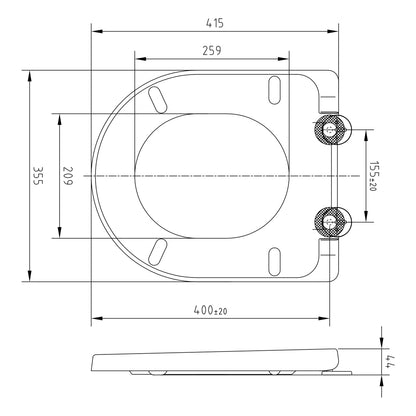 Treos WC-Sitz kurz - passend zu 48cm - Serie 810 - abnehmbar mit Absenkautomatik