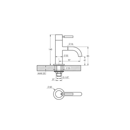 Treos Serie 190 - Kaltwasser-Armatur - ohne Ablaufgarnitur - chrom - 1